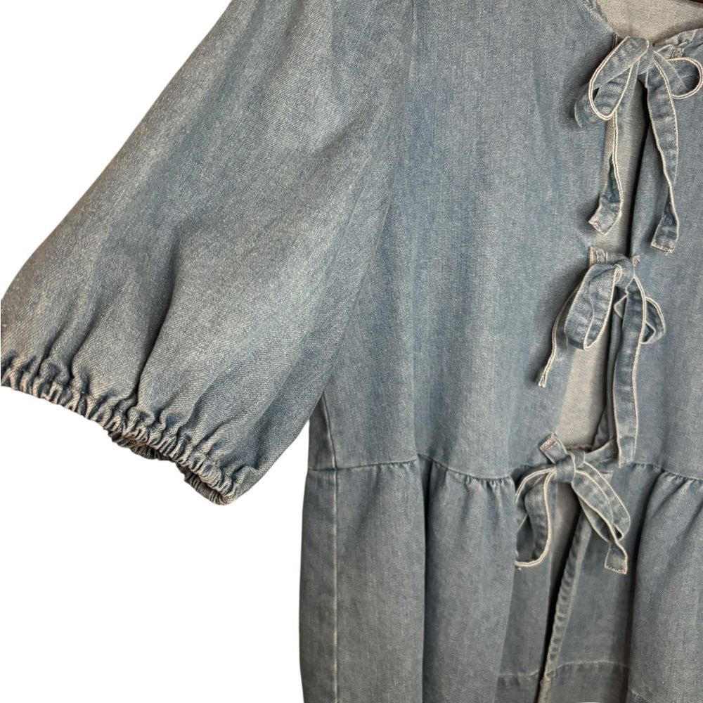 Shop Stevie Light Blue Babydoll Denim Top - Picture 6 of 6